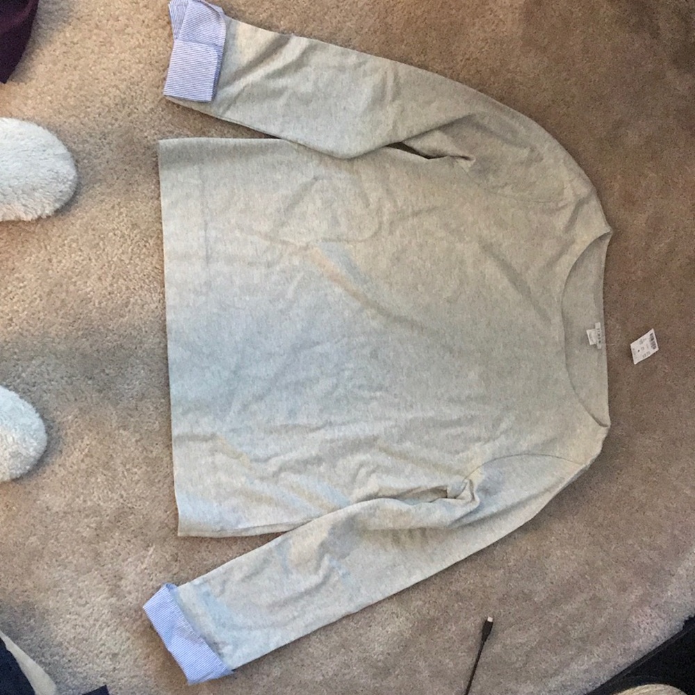 JCrew boatneck gray cuffed shirt NWT